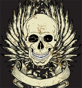Vector T-shirt Template with Winged Skull and Banner