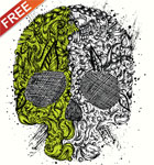 Skull Ornament Free Vector T-shirt Design Illustration