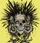 Vector T-shirt Design with Skull and Flowers