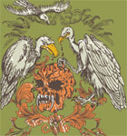 Vector Skull with Eagle and Floral Shirt Design