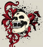 Vector Graphics T-shirt Design with Skull and Floral