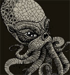Vector T-shirt Design with Demon Octopus