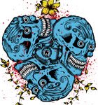 Vector Skull with Flowers T-shirt Design