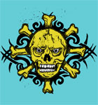 Vector Tribal Tattoo Skull T-shirt Design
