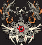 Vector T-shirt Design with Skull, Eagle and Snake