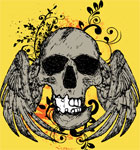 T-shirt Design with Winged Skull Vector Illustration