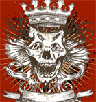 Vector T-shirt Design with Skull, Crown and Ribbon