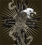 Eagle with Sunburst and Halftone T-shirt Design Illustration