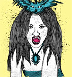Demon Woman with Bird Vector T-shirt Design
