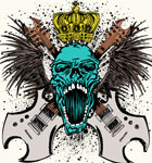 Rock Music Skull with Guitars, Wings and Crown Vector Art T-shirt