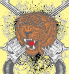 Tiger Head and Crossed Guns Vector Art T-Shirt Design