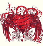 Syringe Injecting a Red Bleeding Winged Heart Vector T-shirt Design