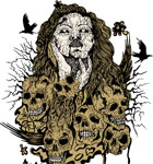 Demon Girl with Skull Vector Tee Design