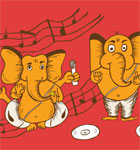 Cartoon Vinayagar with Music Notes Vector T-shirt Design