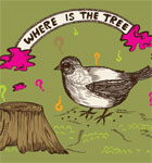 Cut Tree with Thinking Bird Vector T-shirt Design Illustration