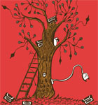 Music Tree with Bird Vector Tee Design Illustration
