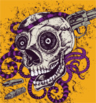 Horror Skull with Gun Vector Tee Design