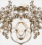 Vector Illustration Heraldic Shield with Ornaments T-shirt Design