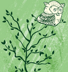 Nature T shirt Design: Owl Sitting On a Tree Vector
