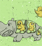 Cartoon Hippopotamus Vector T-shirt Design