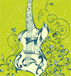 Acoustic Guitar with Floral T-shirt Design Vector