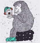 Cartoon Bear Playing with Clown Head T-shirt Design Vector