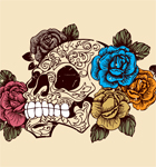 Sugar Skull with Roses T-shirt Design Vector