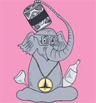 Cartoon Elephant Drinking Juice from a Straw T-shirt Design