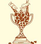 Cartoon Giraffe Trophy T-shirt Design Vector
